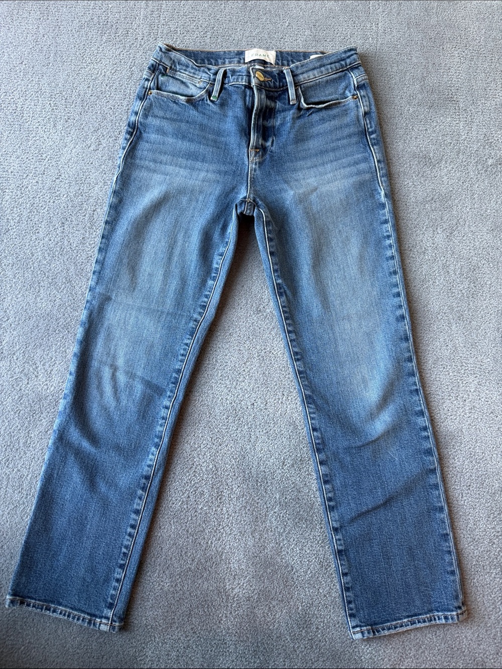 Frame Denim Classic Straight Jeans in Faded Blue